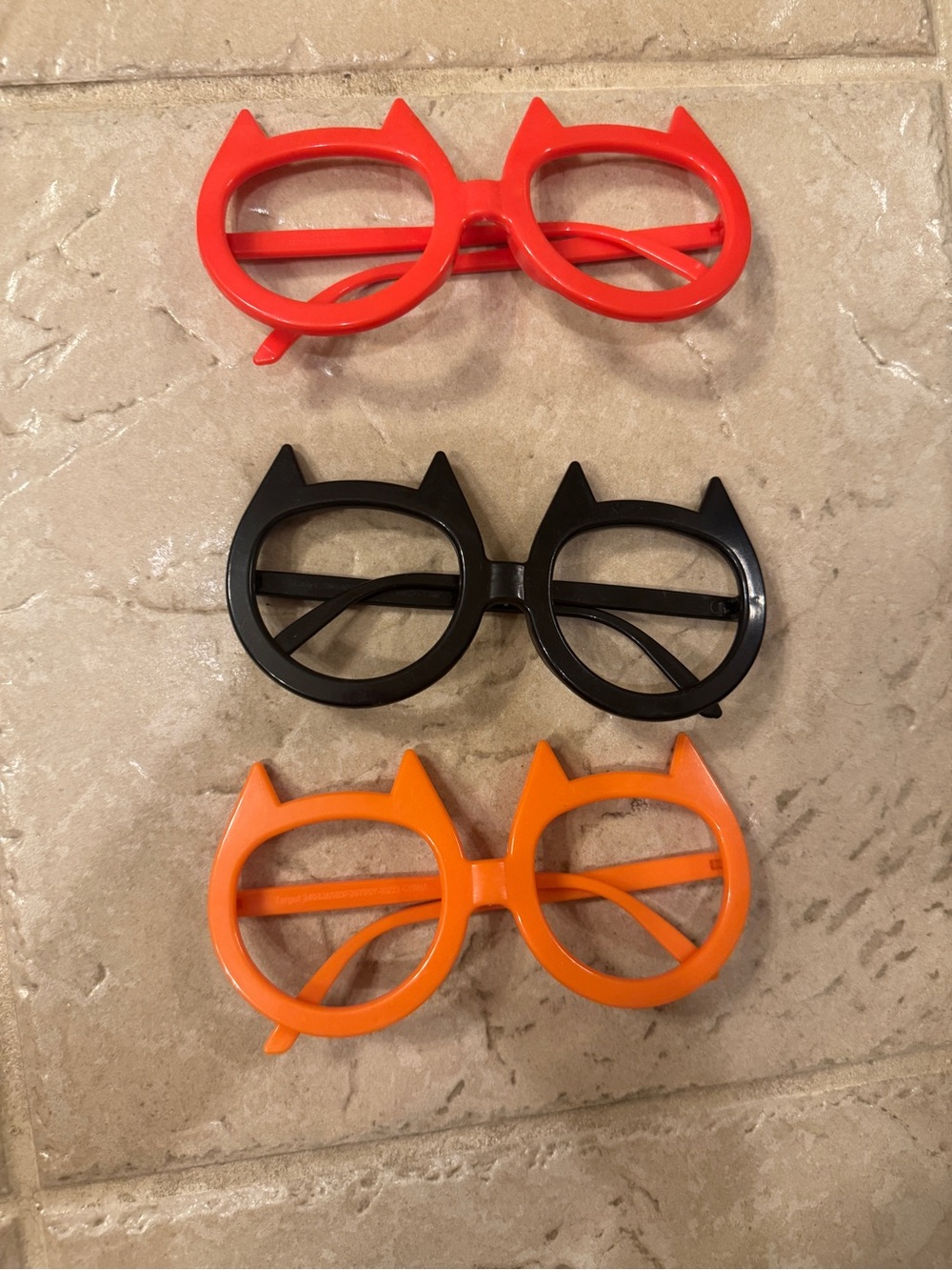 Kids Cat-Ear Costume Glasses Pack - Red, Black & Orange